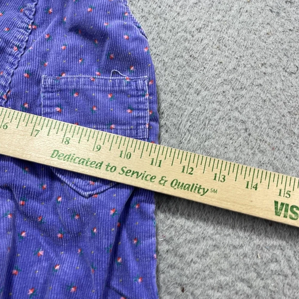Vintage OshKosh B'gosh Vestbak Overalls Girls 12M Purple Corduroy Floral USA